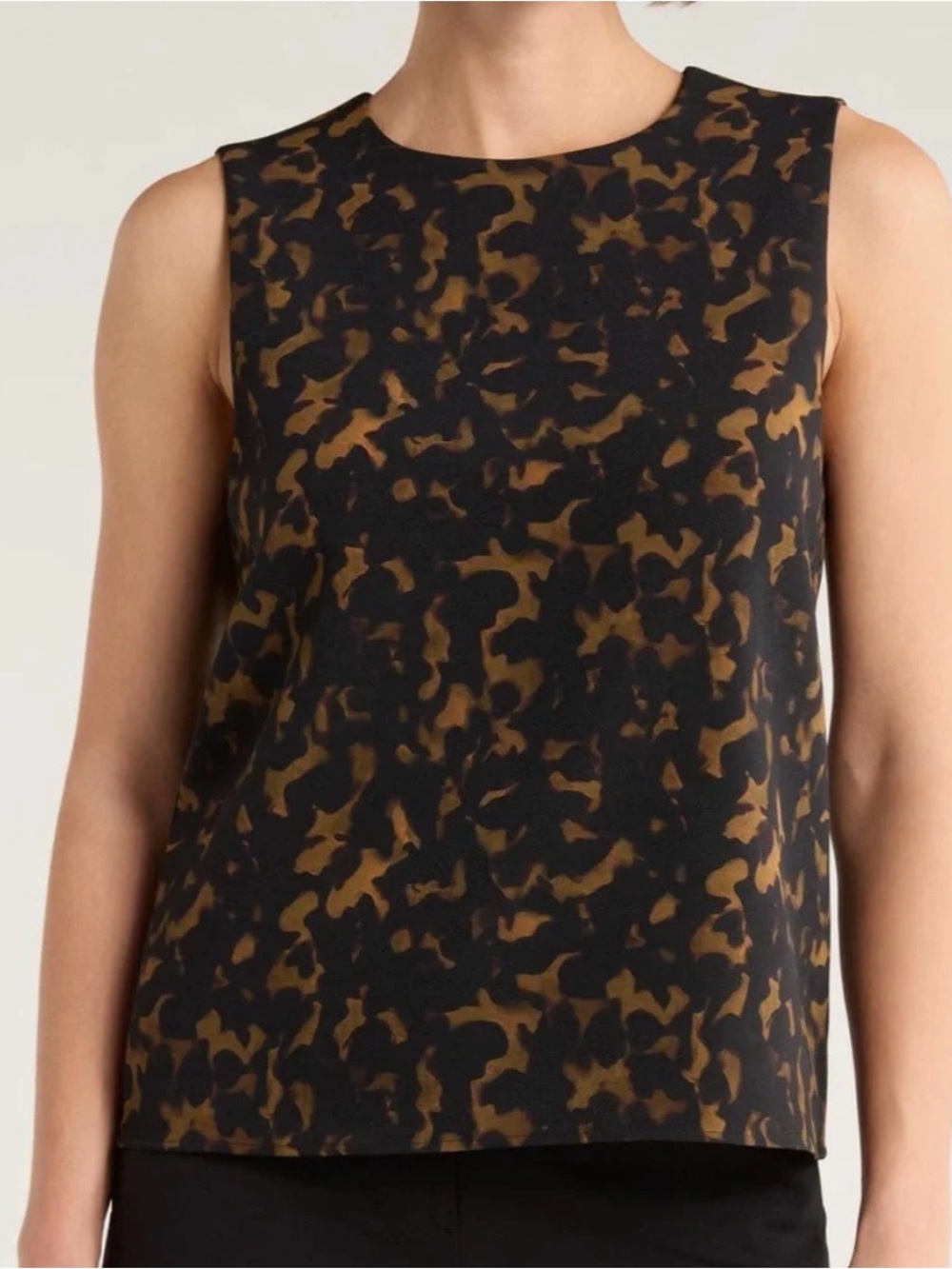 Theory Black and Brown Tortoise Print Sleeveless Top